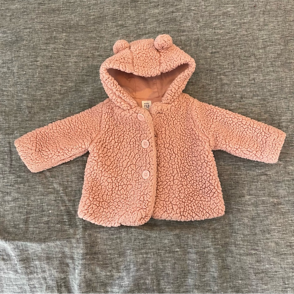 Baby Gap Pink Sherpa Baby Jacket with Bear Ears